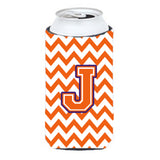 Letter J Chevron Orange And Regalia Tall Boy Beverage Insulator Hugger Cj1062-Jtbc
