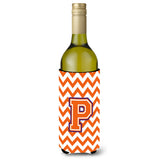 Letter P Chevron Orange And Regalia Wine Bottle Beverage Insulator Hugger Cj1062-Pliterk