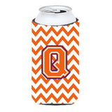 Letter Q Chevron Orange And Regalia Tall Boy Beverage Insulator Hugger Cj1062-Qtbc