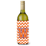 Letter W Chevron Orange And Regalia Wine Bottle Beverage Insulator Hugger Cj1062-Wliterk