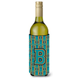 Letter B Football Aqua, Orange And Marine Blue Wine Bottle Beverage Insulator Hugger Cj1063-Bliterk