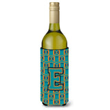 Letter E Football Aqua, Orange And Marine Blue Wine Bottle Beverage Insulator Hugger Cj1063-Eliterk