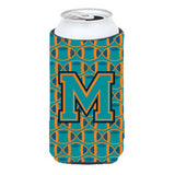Letter M Football Aqua, Orange And Marine Blue Tall Boy Beverage Insulator Hugger Cj1063-Mtbc