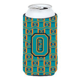 Letter O Football Aqua, Orange And Marine Blue Tall Boy Beverage Insulator Hugger Cj1063-Otbc