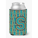 Caroline'S Treasures Cj1063-Scc Letter S Football Aqua, Orange And Marine Blue Can Or Bottle Hugger, Multicolor