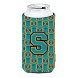 Letter S Football Aqua, Orange And Marine Blue Tall Boy Beverage Insulator Hugger Cj1063-Stbc