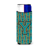 Letter Y Football Aqua, Orange And Marine Blue Ultra Beverage Insulators For Slim Cans Cj1063-Ymuk