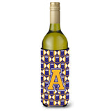 Letter A Football Purple And Gold Wine Bottle Beverage Insulator Hugger Cj1064-Aliterk