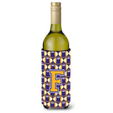 Letter F Football Purple And Gold Wine Bottle Beverage Insulator Hugger Cj1064-Fliterk