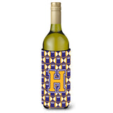 Letter H Football Purple And Gold Wine Bottle Beverage Insulator Hugger Cj1064-Hliterk