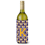 Letter K Football Purple And Gold Wine Bottle Beverage Insulator Hugger Cj1064-Kliterk
