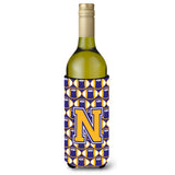 Letter N Football Purple And Gold Wine Bottle Beverage Insulator Hugger Cj1064-Nliterk