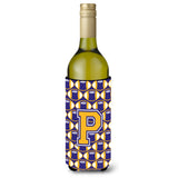 Letter P Football Purple And Gold Wine Bottle Beverage Insulator Hugger Cj1064-Pliterk