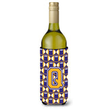 Letter Q Football Purple And Gold Wine Bottle Beverage Insulator Hugger Cj1064-Qliterk