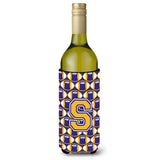 Letter S Football Purple And Gold Wine Bottle Beverage Insulator Hugger Cj1064-Sliterk