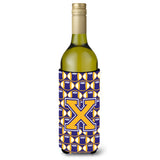 Letter X Football Purple And Gold Wine Bottle Beverage Insulator Hugger Cj1064-Xliterk