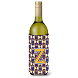 Letter Z Football Purple And Gold Wine Bottle Beverage Insulator Hugger Cj1064-Zliterk