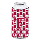 Letter F Football Crimson, Grey And White Tall Boy Beverage Insulator Hugger Cj1065-Ftbc