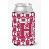 Caroline'S Treasures Cj1065-Hcc Letter H Football Crimson, Grey And White Can Or Bottle Hugger, Multicolor