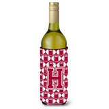 Letter H Football Crimson, Grey And White Wine Bottle Beverage Insulator Hugger Cj1065-Hliterk