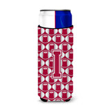 Letter I Football Crimson, Grey And White Ultra Beverage Insulators For Slim Cans Cj1065-Imuk