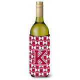 Letter K Football Crimson, Grey And White Wine Bottle Beverage Insulator Hugger Cj1065-Kliterk