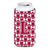 Letter L Football Crimson, Grey And White Tall Boy Beverage Insulator Hugger Cj1065-Ltbc