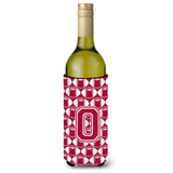 Letter O Football Crimson, Grey And White Wine Bottle Beverage Insulator Hugger Cj1065-Oliterk