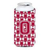 Letter O Football Crimson, Grey And White Tall Boy Beverage Insulator Hugger Cj1065-Otbc