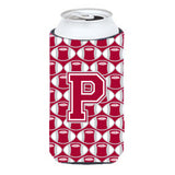 Letter P Football Crimson, Grey And White Tall Boy Beverage Insulator Hugger Cj1065-Ptbc