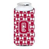 Letter Q Football Crimson, Grey And White Tall Boy Beverage Insulator Hugger Cj1065-Qtbc