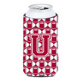 Letter U Football Crimson, Grey And White Tall Boy Beverage Insulator Hugger Cj1065-Utbc