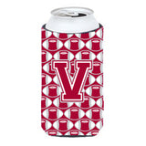 Letter V Football Crimson, Grey And White Tall Boy Beverage Insulator Hugger Cj1065-Vtbc