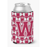 Caroline'S Treasures Cj1065-Wcc Letter W Football Crimson, Grey And White Can Or Bottle Hugger, Multicolor