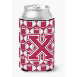 Caroline'S Treasures Cj1065-Xcc Letter X Football Crimson, Grey And White Can Or Bottle Hugger, Multicolor