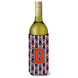 Letter D Football Orange, Blue And White Wine Bottle Beverage Insulator Hugger Cj1066-Dliterk