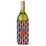 Letter F Football Orange, Blue And White Wine Bottle Beverage Insulator Hugger Cj1066-Fliterk