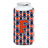 Letter F Football Orange, Blue And White Tall Boy Beverage Insulator Hugger Cj1066-Ftbc