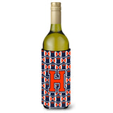 Letter H Football Orange, Blue And White Wine Bottle Beverage Insulator Hugger Cj1066-Hliterk