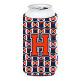 Letter H Football Orange, Blue And White Tall Boy Beverage Insulator Hugger Cj1066-Htbc