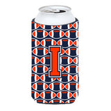 Letter I Football Orange, Blue And White Tall Boy Beverage Insulator Hugger Cj1066-Itbc