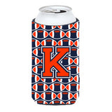 Letter K Football Orange, Blue And White Tall Boy Beverage Insulator Hugger Cj1066-Ktbc