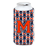 Letter M Football Orange, Blue And White Tall Boy Beverage Insulator Hugger Cj1066-Mtbc