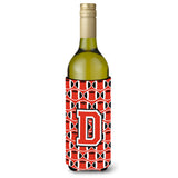 Letter D Football Scarlet And Grey Wine Bottle Beverage Insulator Hugger Cj1067-Dliterk