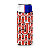Letter J Football Scarlet And Grey Ultra Beverage Insulators For Slim Cans Cj1067-Jmuk
