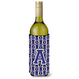 Letter A Football Purple And White Wine Bottle Beverage Insulator Hugger Cj1068-Aliterk