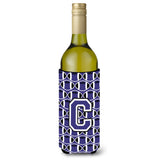 Letter C Football Purple And White Wine Bottle Beverage Insulator Hugger Cj1068-Cliterk