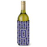 Letter D Football Purple And White Wine Bottle Beverage Insulator Hugger Cj1068-Dliterk