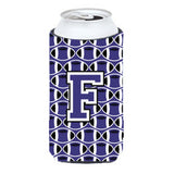 Letter F Football Purple And White Tall Boy Beverage Insulator Hugger Cj1068-Ftbc