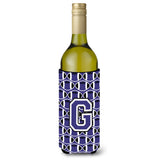 Letter G Football Purple And White Wine Bottle Beverage Insulator Hugger Cj1068-Gliterk